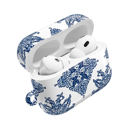 Blue Floral Damask AirPod Case — Ceramic Tile Pattern Protective Case - DIGITAL X