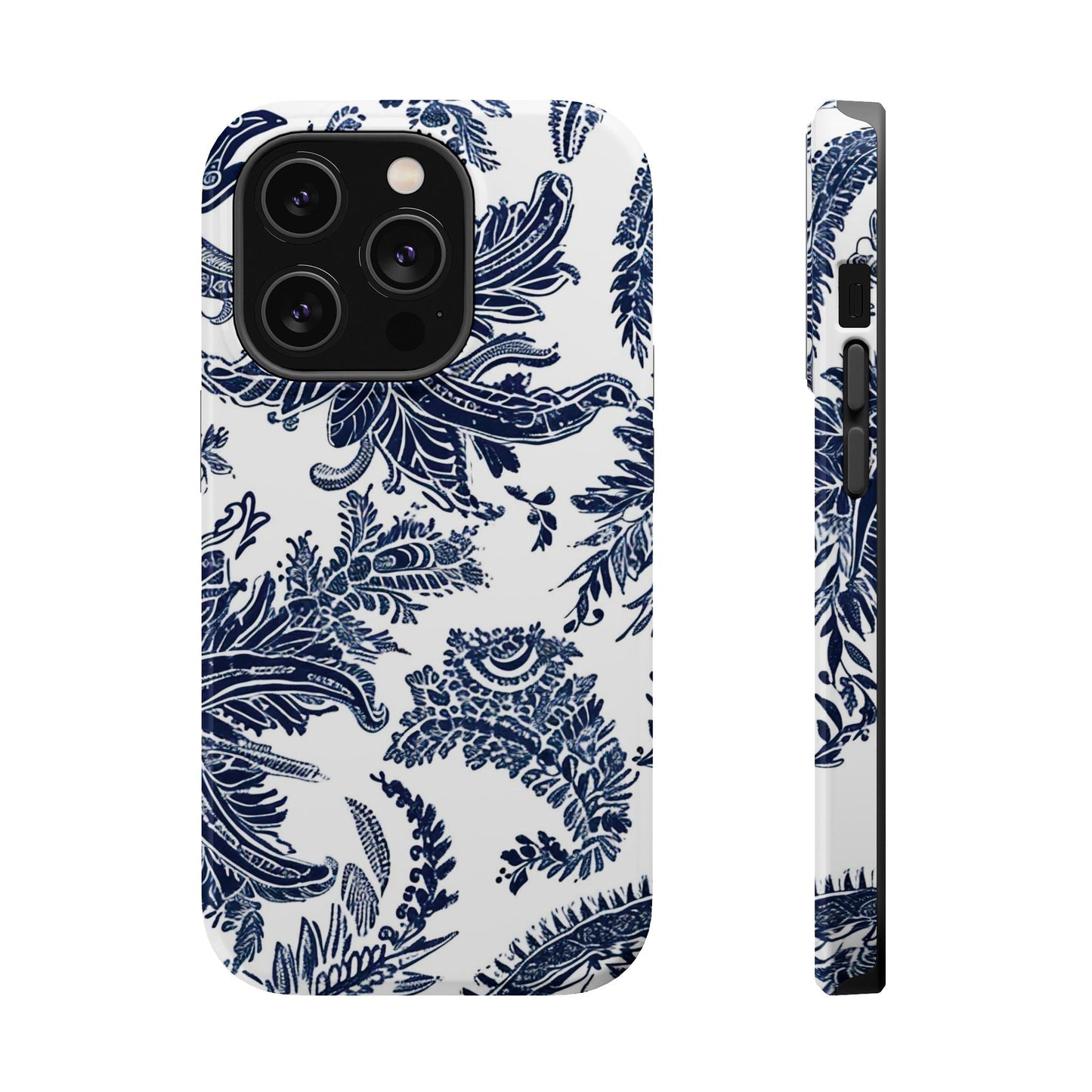 Blue Floral Damask Magnetic Impact - Resistant Phone Case - DIGITAL X