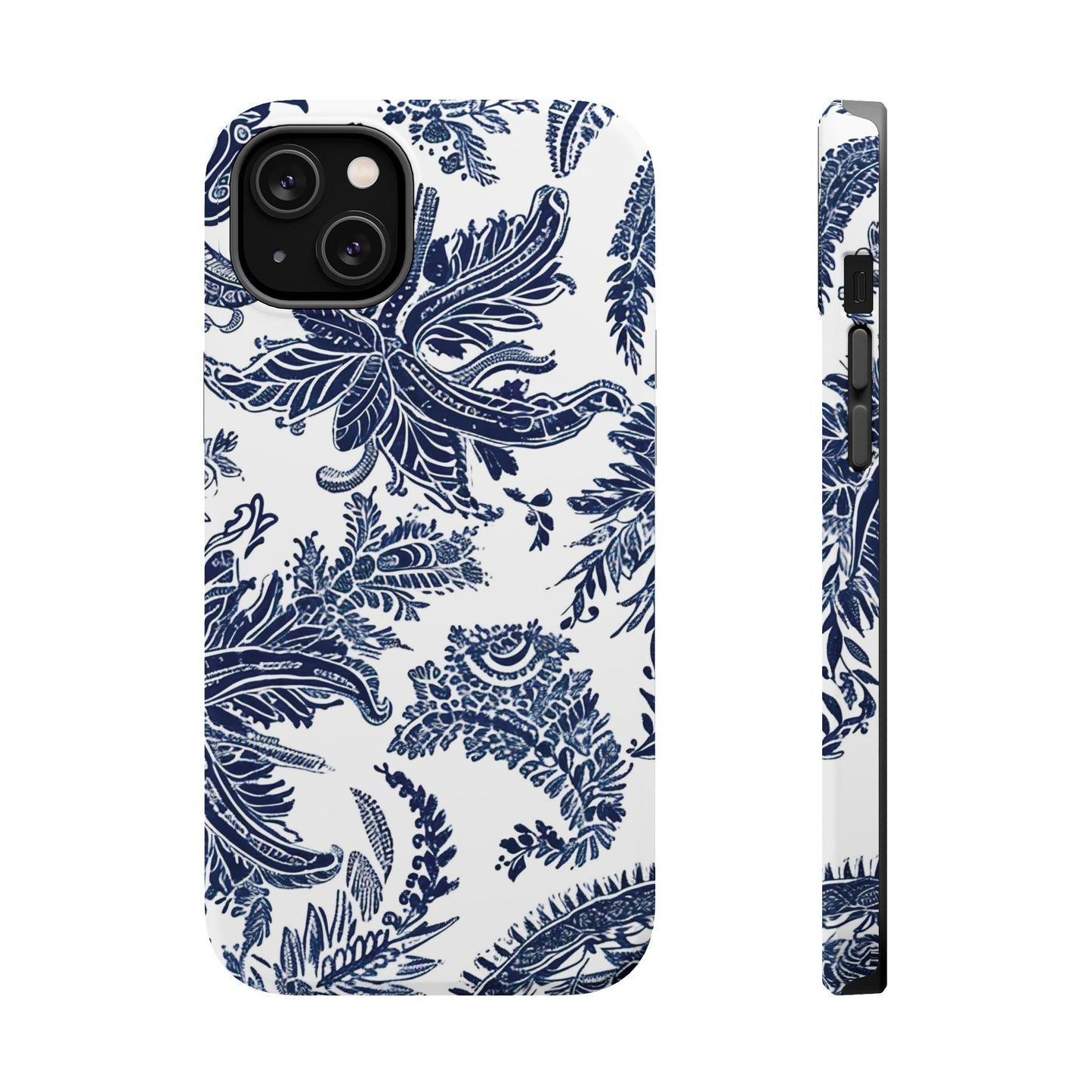 Blue Floral Damask Magnetic Impact - Resistant Phone Case - DIGITAL X