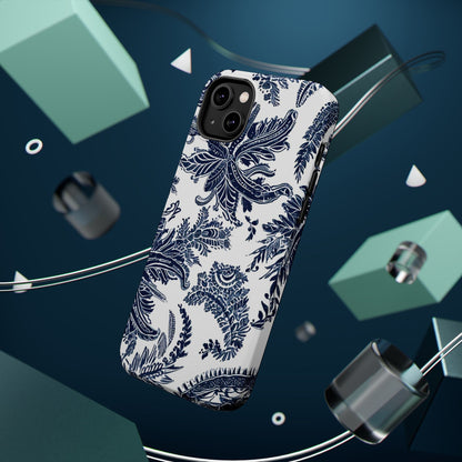 Blue Floral Damask Magnetic Impact - Resistant Phone Case - DIGITAL X