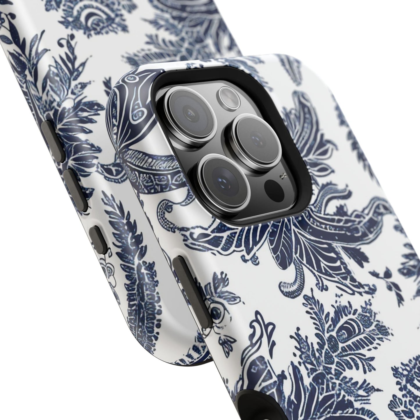 Blue Floral Damask Magnetic Impact - Resistant Phone Case - DIGITAL X