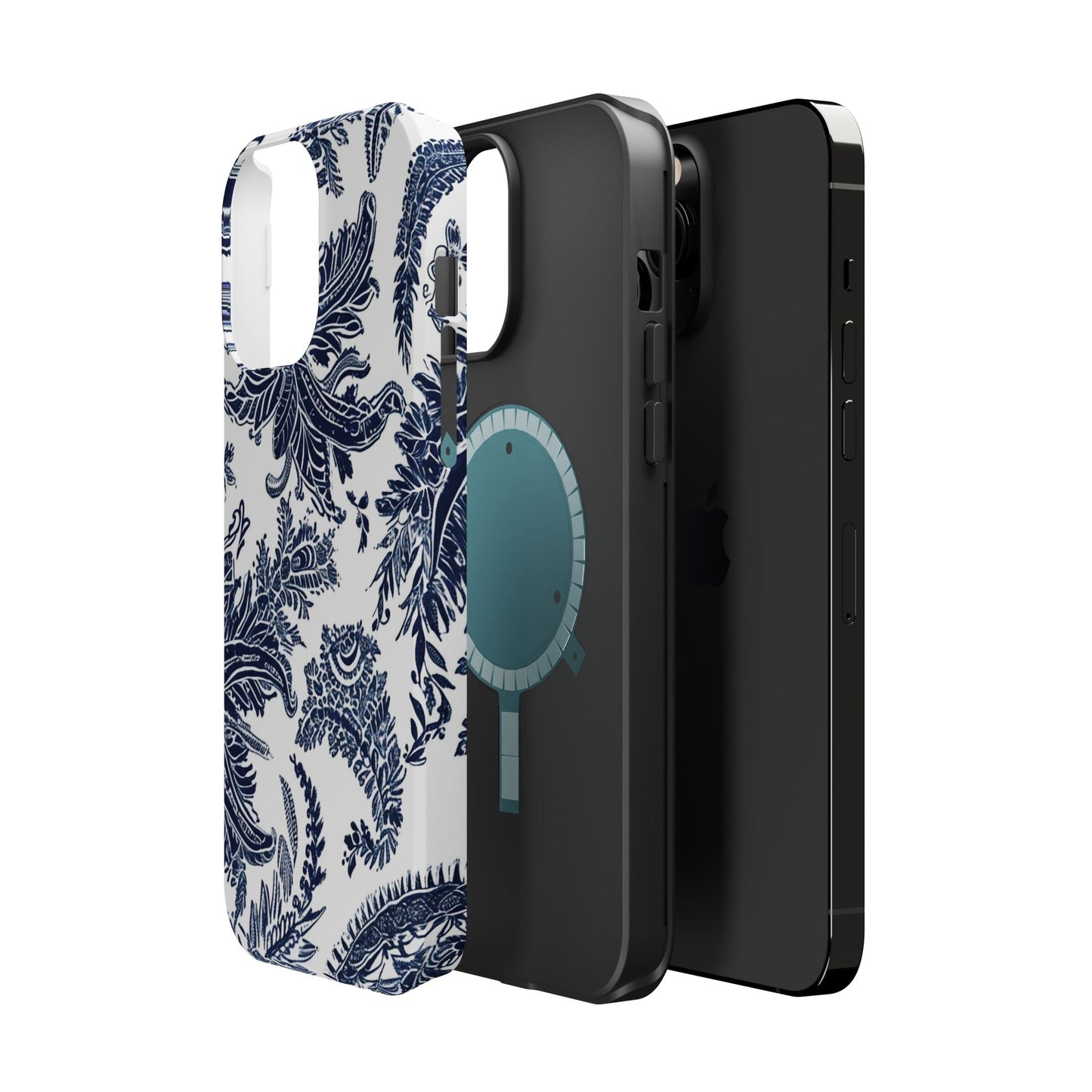 Blue Floral Damask Magnetic Impact - Resistant Phone Case - DIGITAL X