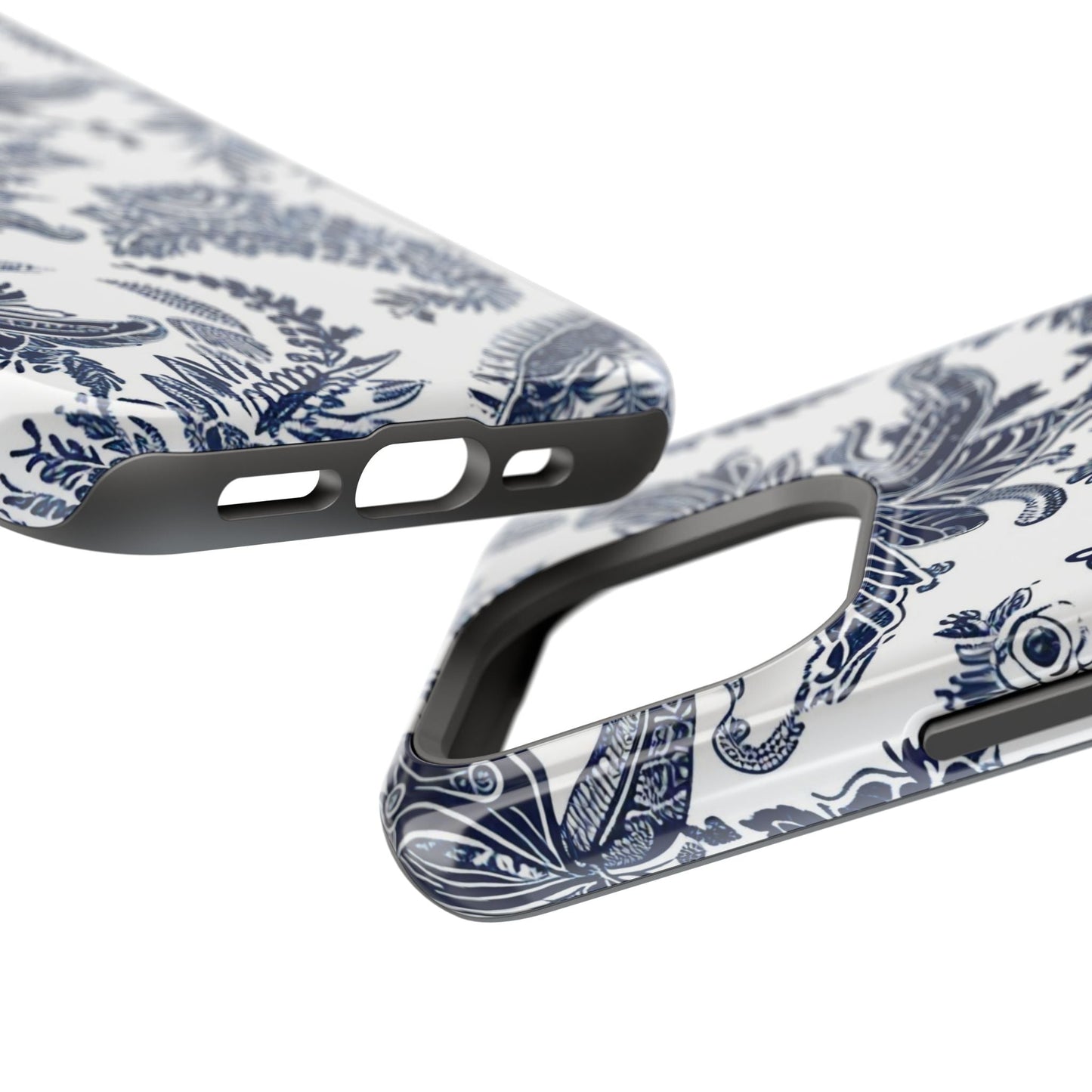 Blue Floral Damask Magnetic Impact - Resistant Phone Case - DIGITAL X