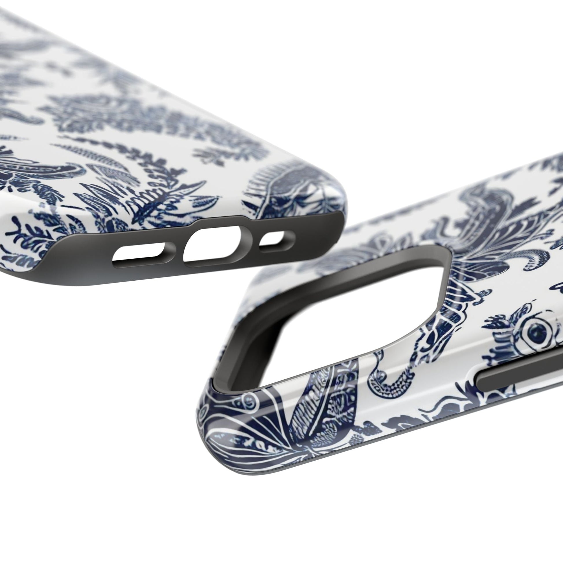 Blue Floral Damask Magnetic Impact - Resistant Phone Case - DIGITAL X