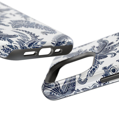 Blue Floral Damask Magnetic Impact - Resistant Phone Case - DIGITAL X