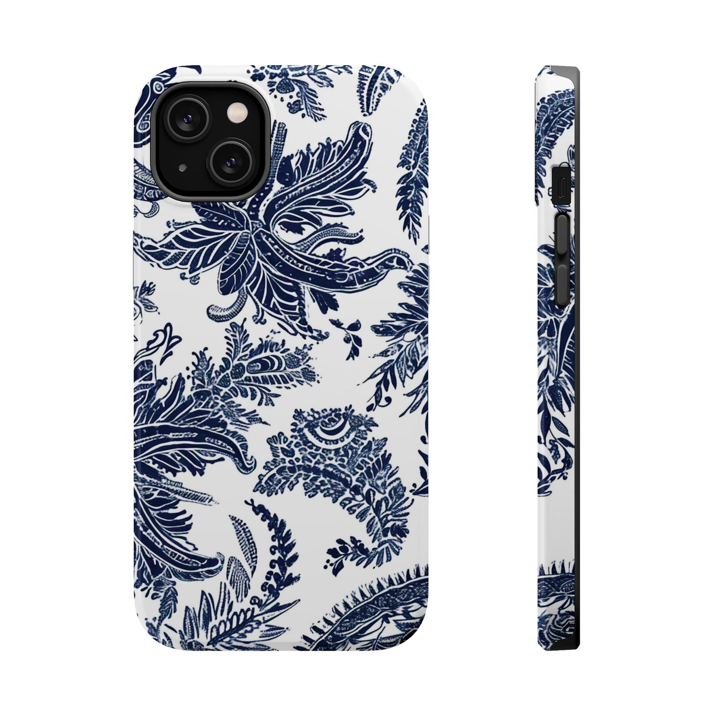Blue Floral Damask Magnetic Impact - Resistant Phone Case - DIGITAL X