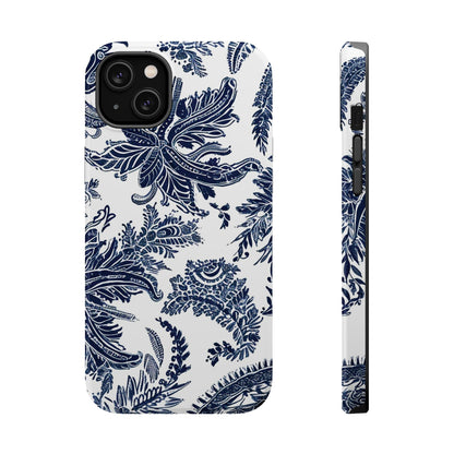 Blue Floral Damask Magnetic Impact - Resistant Phone Case - DIGITAL X