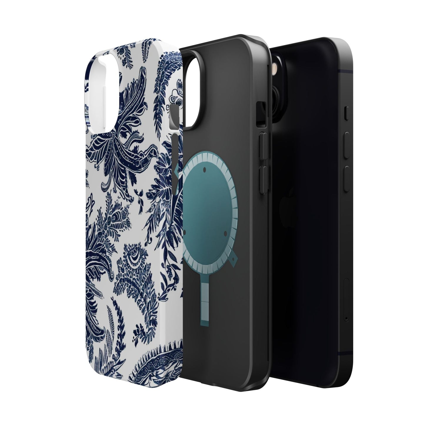 Blue Floral Damask Magnetic Impact - Resistant Phone Case - DIGITAL X