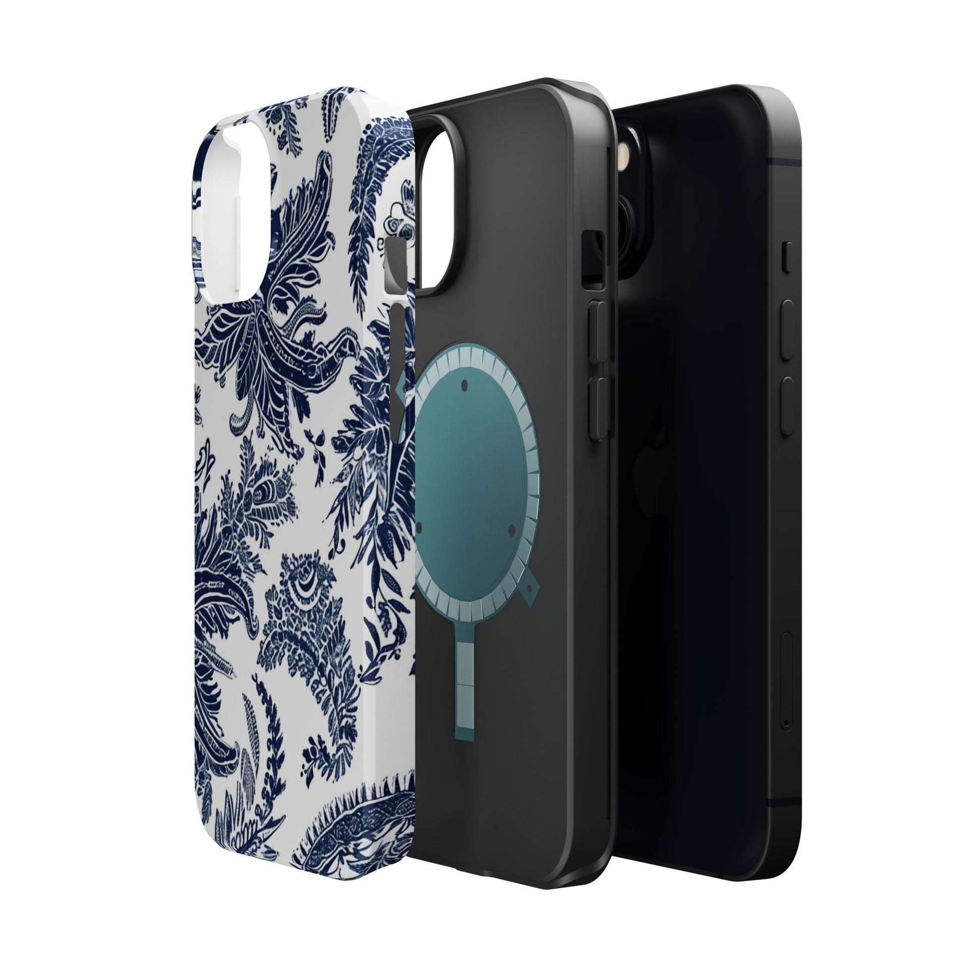 Blue Floral Damask Magnetic Impact - Resistant Phone Case - DIGITAL X