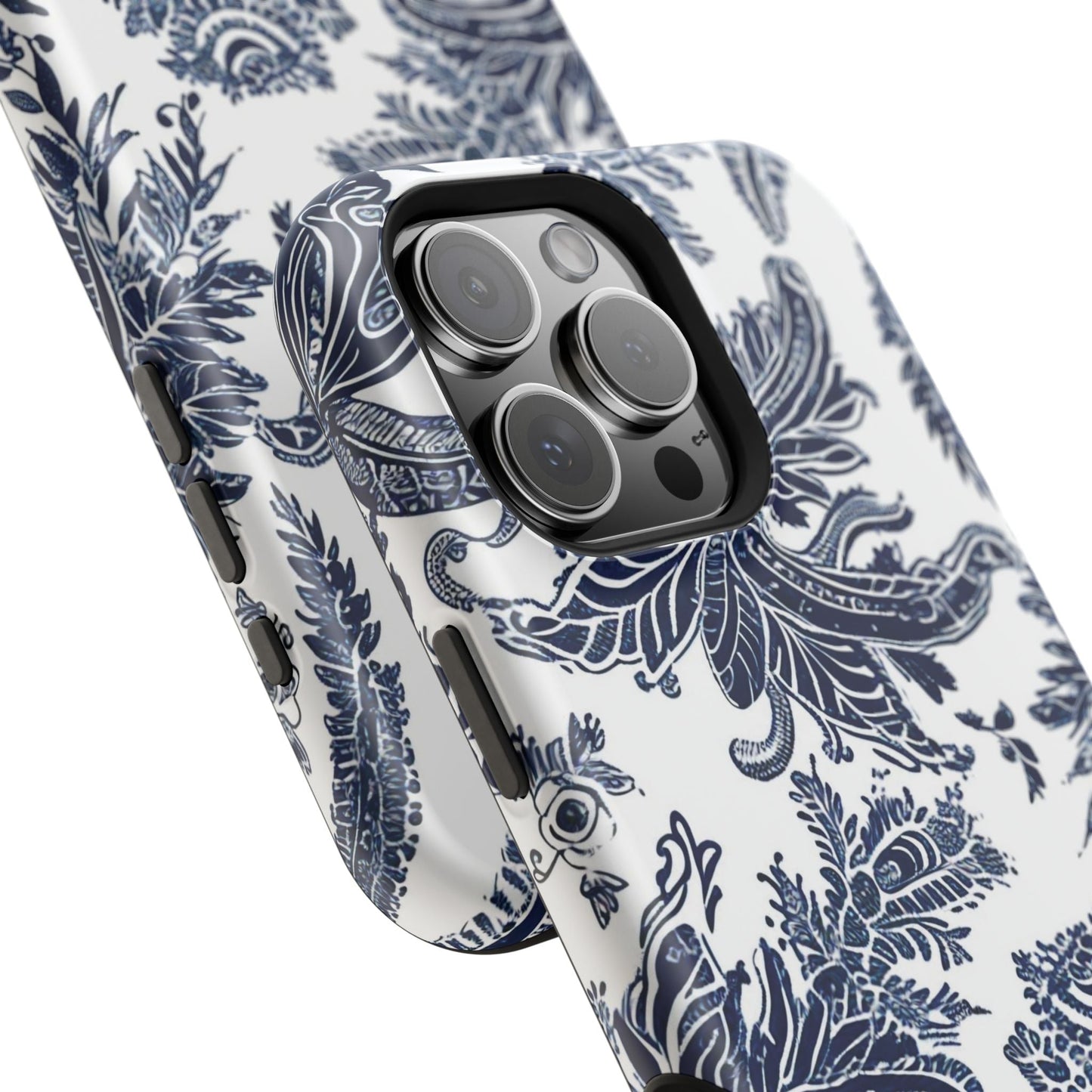 Blue Floral Damask Magnetic Impact - Resistant Phone Case - DIGITAL X