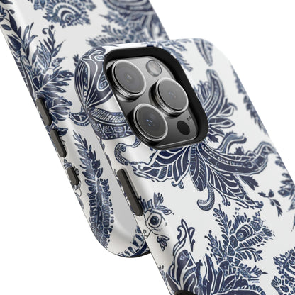 Blue Floral Damask Magnetic Impact - Resistant Phone Case - DIGITAL X
