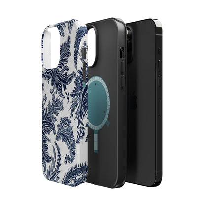 Blue Floral Damask Magnetic Impact - Resistant Phone Case - DIGITAL X