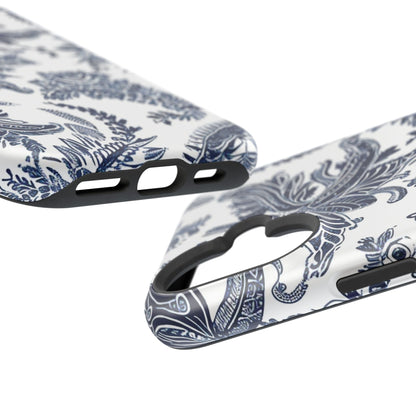 Blue Floral Damask Magnetic Impact - Resistant Phone Case - DIGITAL X
