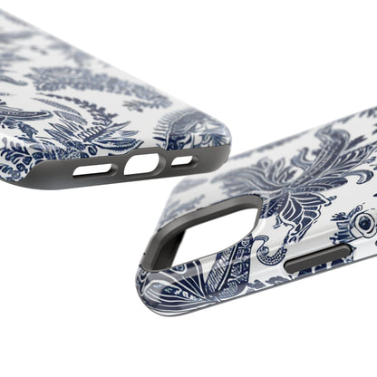 Blue Floral Damask Magnetic Impact - Resistant Phone Case - DIGITAL X