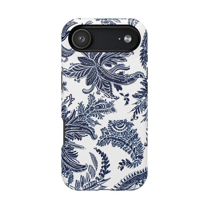 Blue Floral Damask Magnetic Impact - Resistant Phone Case - DIGITAL X
