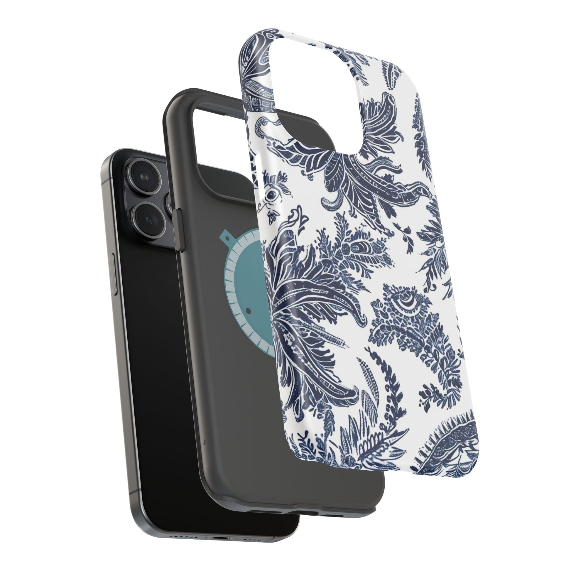 Blue Floral Damask Magnetic Impact - Resistant Phone Case - DIGITAL X