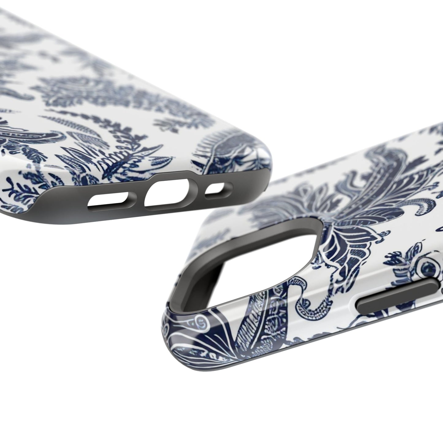Blue Floral Damask Magnetic Impact - Resistant Phone Case - DIGITAL X