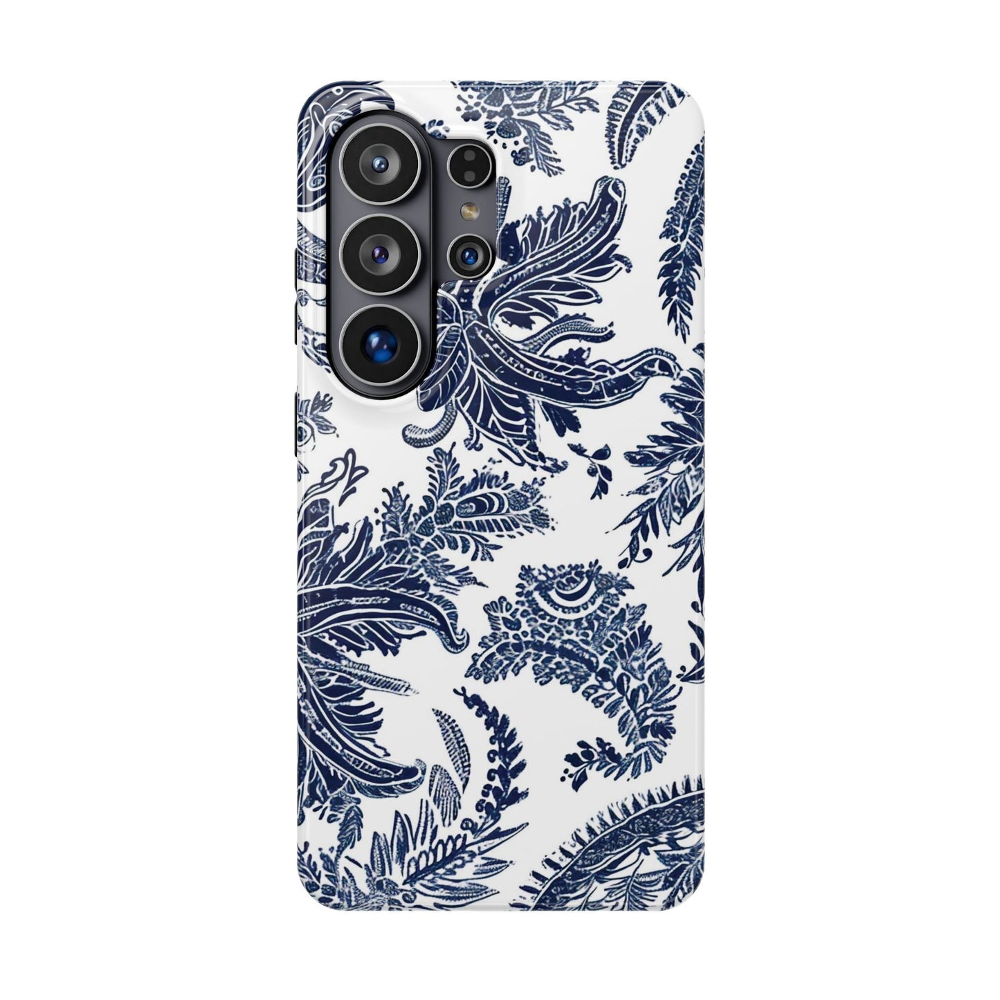 Blue Floral Damask Magnetic Impact - Resistant Phone Case - DIGITAL X