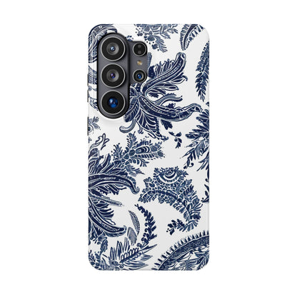 Blue Floral Damask Magnetic Impact - Resistant Phone Case - DIGITAL X