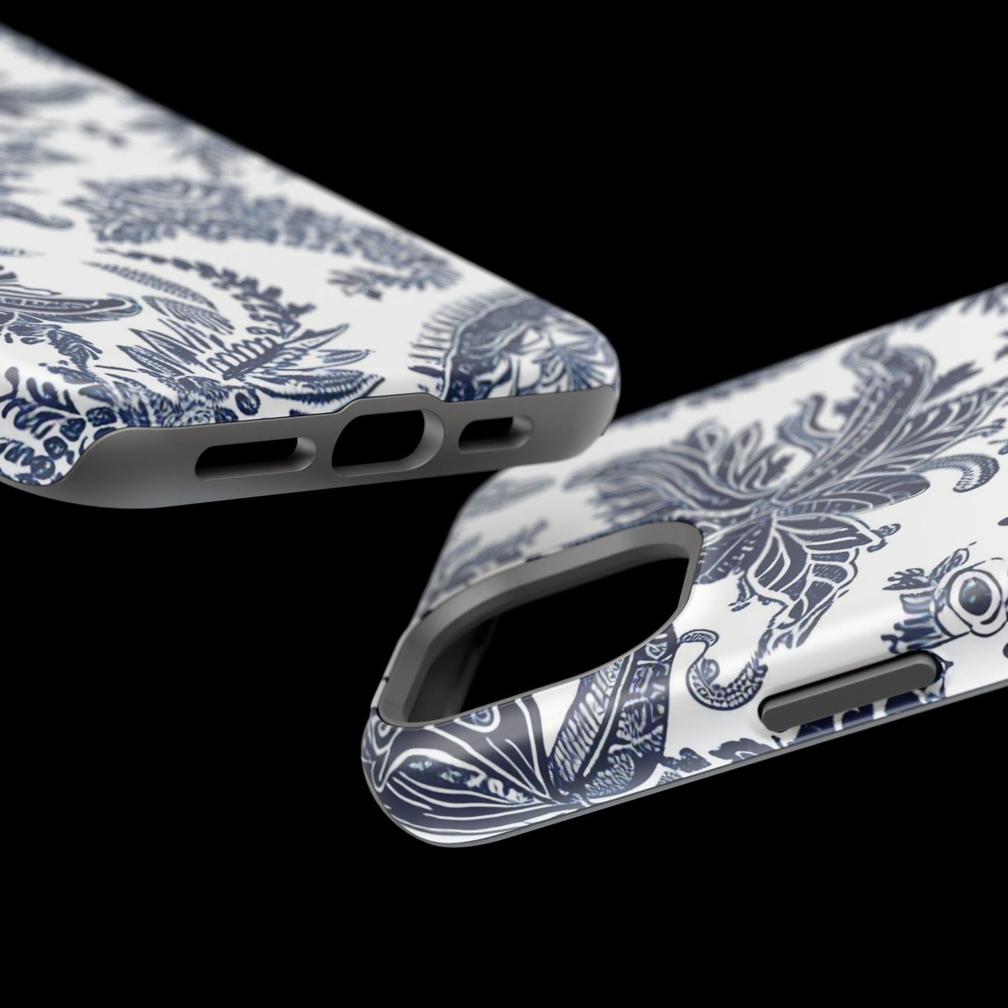 Blue Floral Damask Magnetic Impact - Resistant Phone Case - DIGITAL X