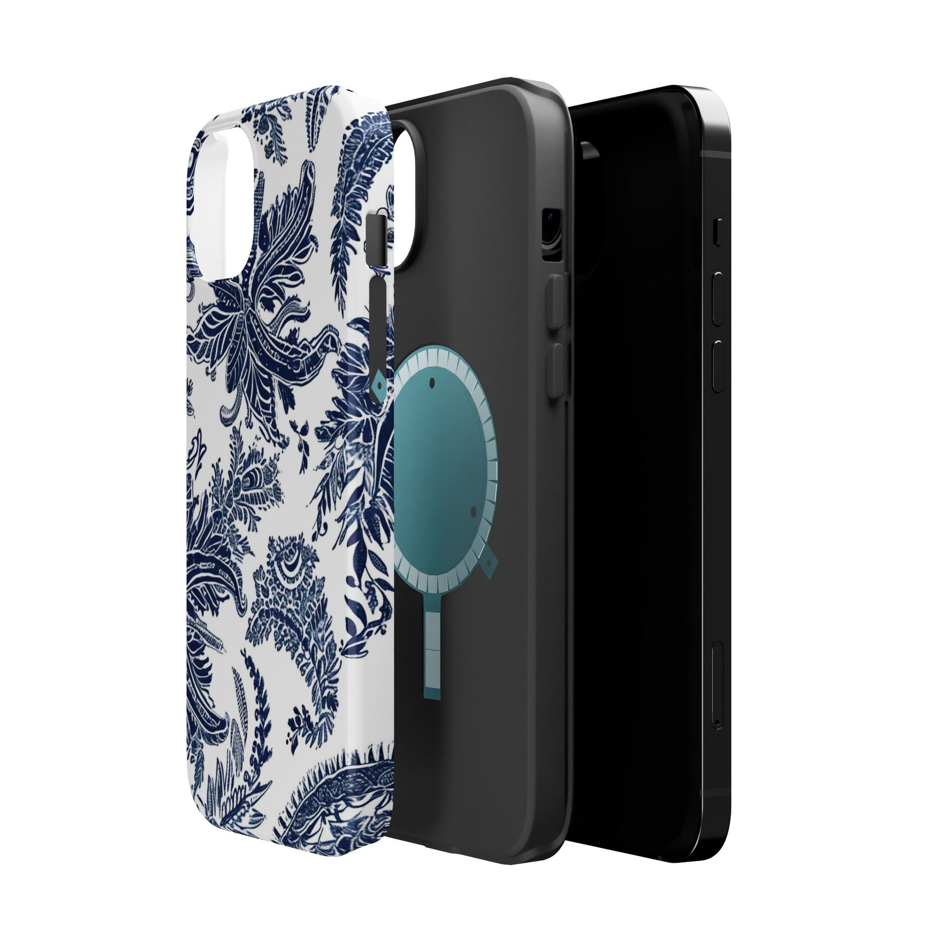 Blue Floral Damask Magnetic Impact - Resistant Phone Case - DIGITAL X