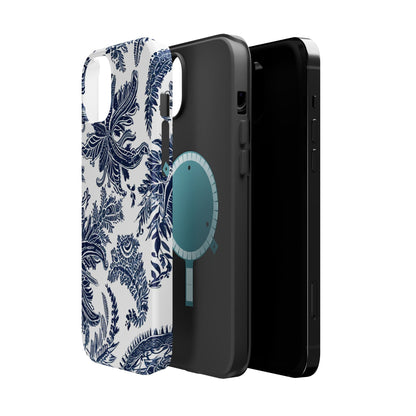 Blue Floral Damask Magnetic Impact - Resistant Phone Case - DIGITAL X