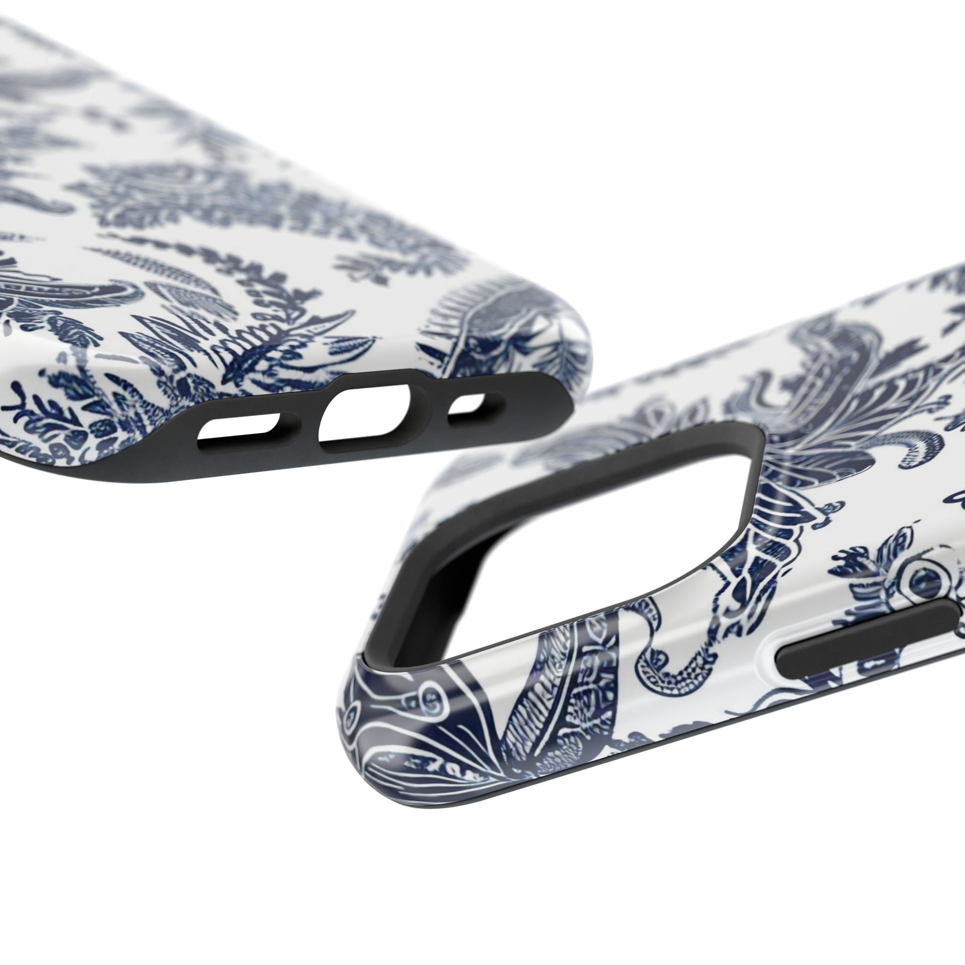 Blue Floral Damask Magnetic Impact - Resistant Phone Case - DIGITAL X
