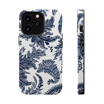 Blue Floral Damask Magnetic Impact - Resistant Phone Case - DIGITAL X