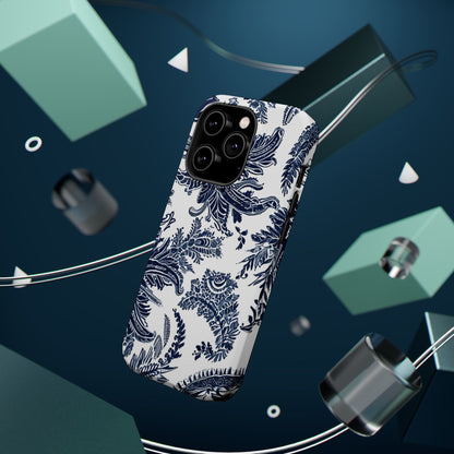 Blue Floral Damask Magnetic Impact - Resistant Phone Case - DIGITAL X