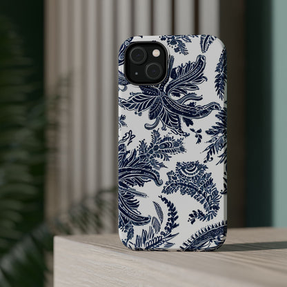 Blue Floral Damask Magnetic Impact - Resistant Phone Case - DIGITAL X