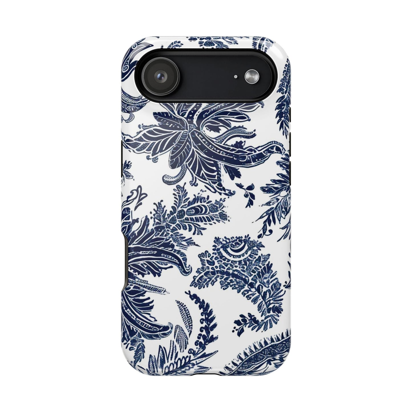 Blue Floral Damask Magnetic Impact - Resistant Phone Case - DIGITAL X