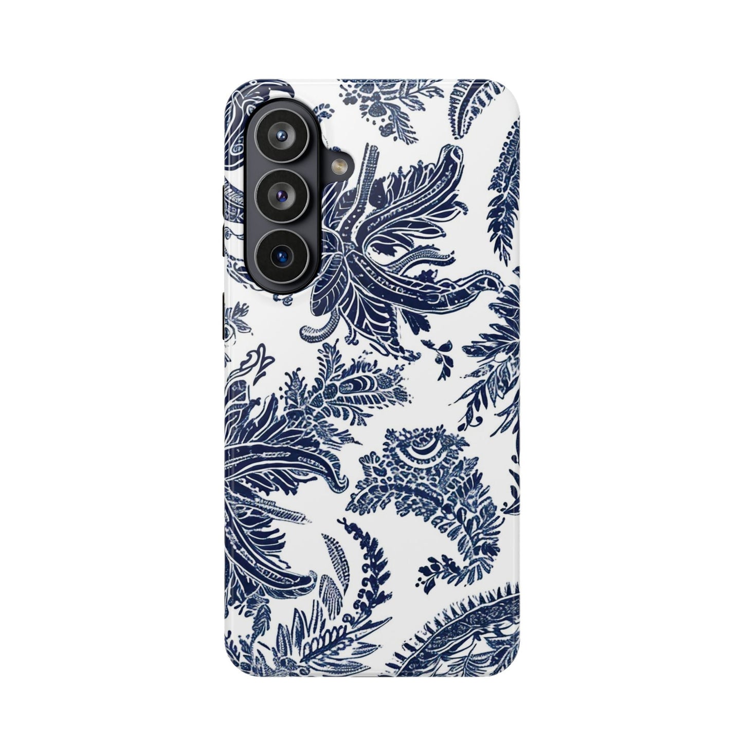 Blue Floral Damask Magnetic Impact - Resistant Phone Case - DIGITAL X