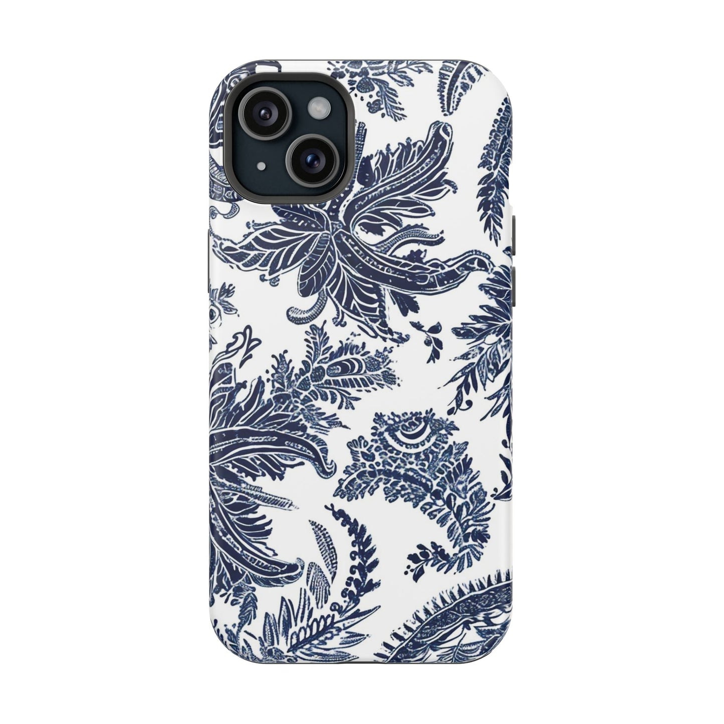 Blue Floral Damask Magnetic Impact - Resistant Phone Case - DIGITAL X