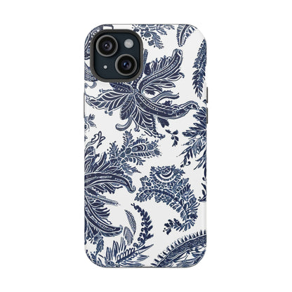 Blue Floral Damask Magnetic Impact - Resistant Phone Case - DIGITAL X