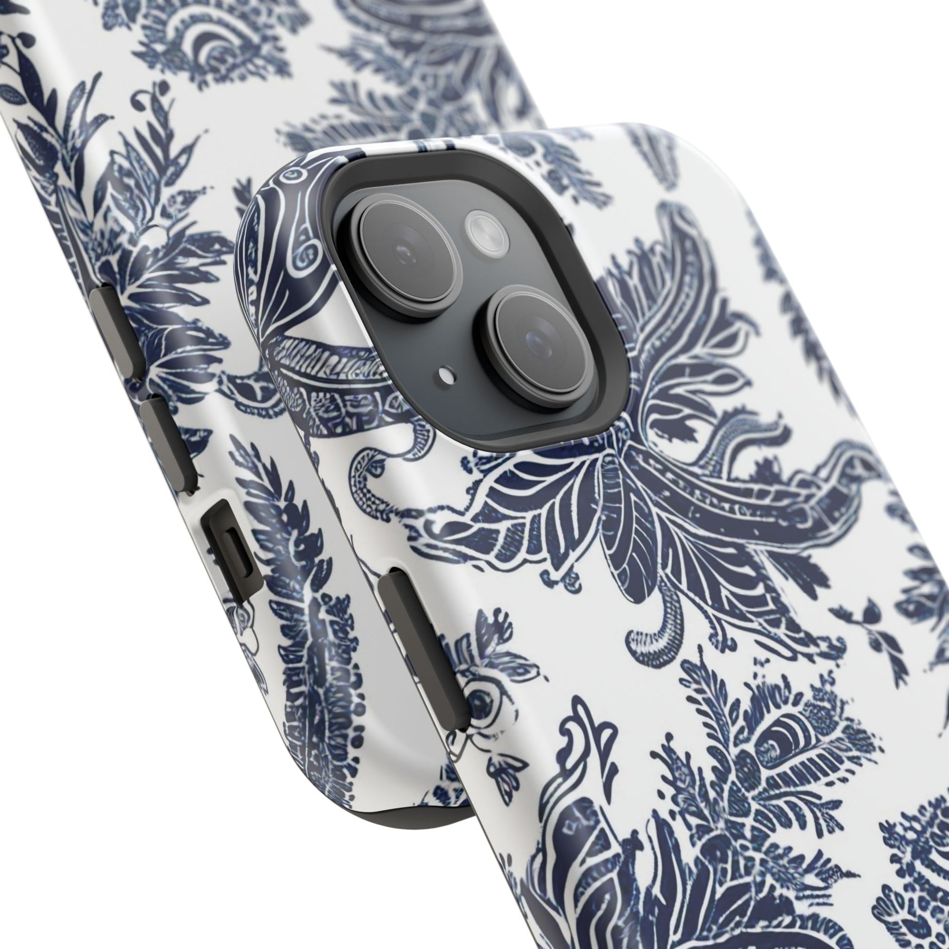 Blue Floral Damask Magnetic Impact - Resistant Phone Case - DIGITAL X