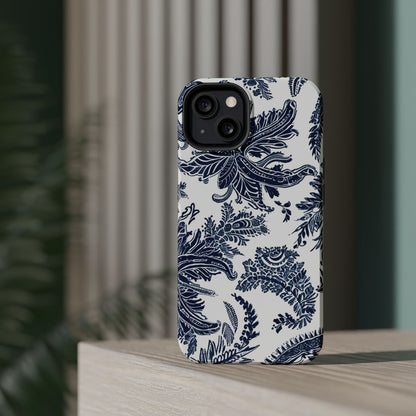 Blue Floral Damask Magnetic Impact - Resistant Phone Case - DIGITAL X