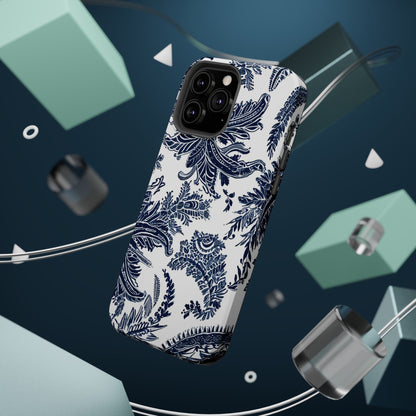 Blue Floral Damask Magnetic Impact - Resistant Phone Case - DIGITAL X