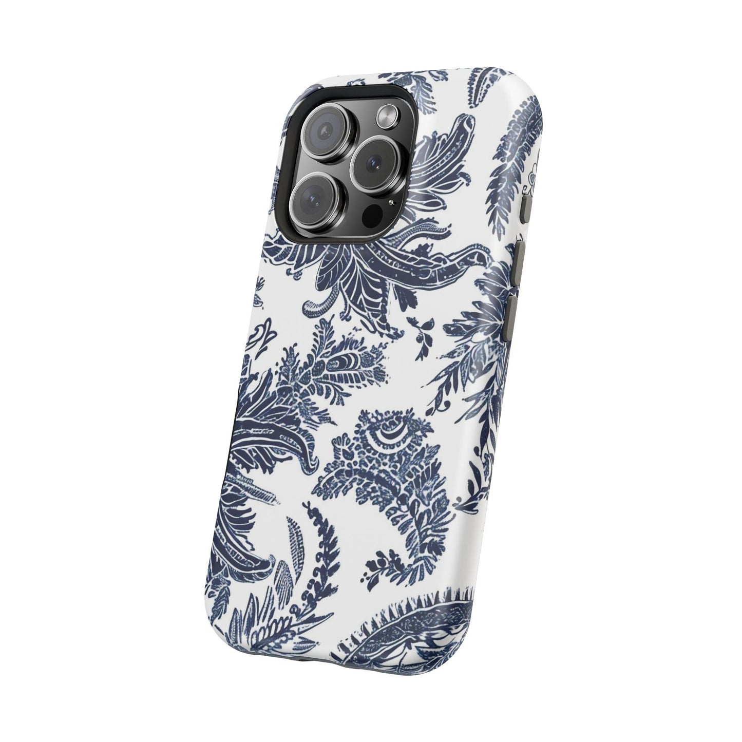Blue Floral Damask Magnetic Impact - Resistant Phone Case - DIGITAL X