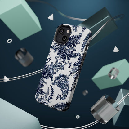 Blue Floral Damask Magnetic Impact - Resistant Phone Case - DIGITAL X