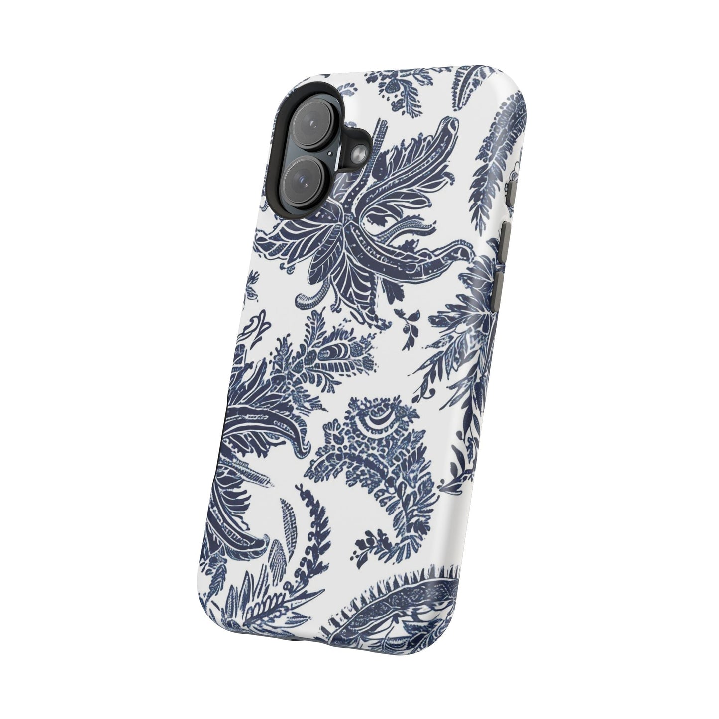 Blue Floral Damask Magnetic Impact - Resistant Phone Case - DIGITAL X