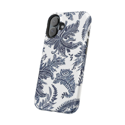 Blue Floral Damask Magnetic Impact - Resistant Phone Case - DIGITAL X