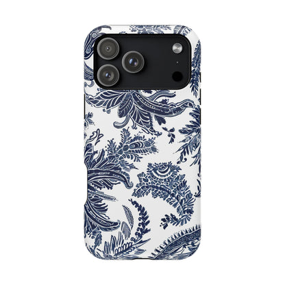Blue Floral Damask Magnetic Impact - Resistant Phone Case - DIGITAL X