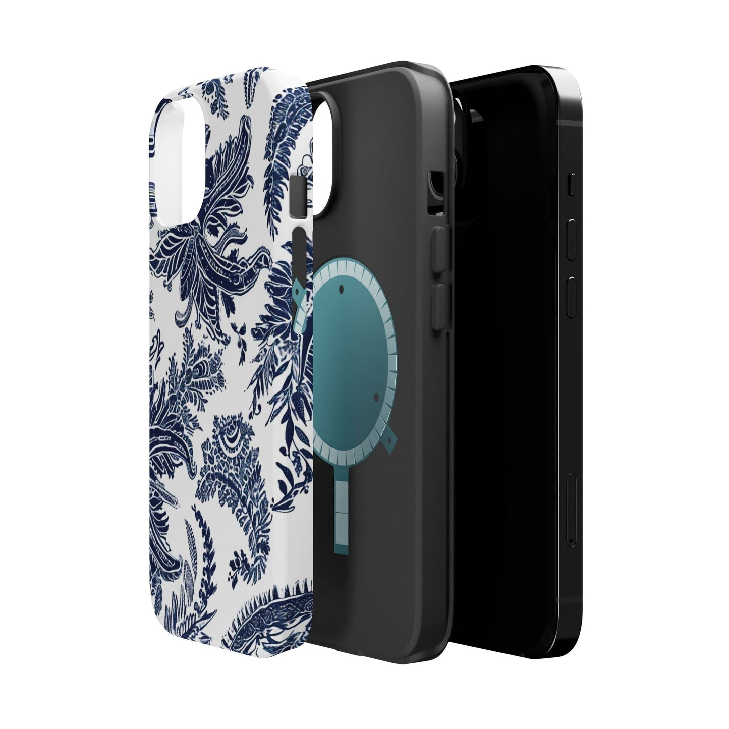Blue Floral Damask Magnetic Impact - Resistant Phone Case - DIGITAL X