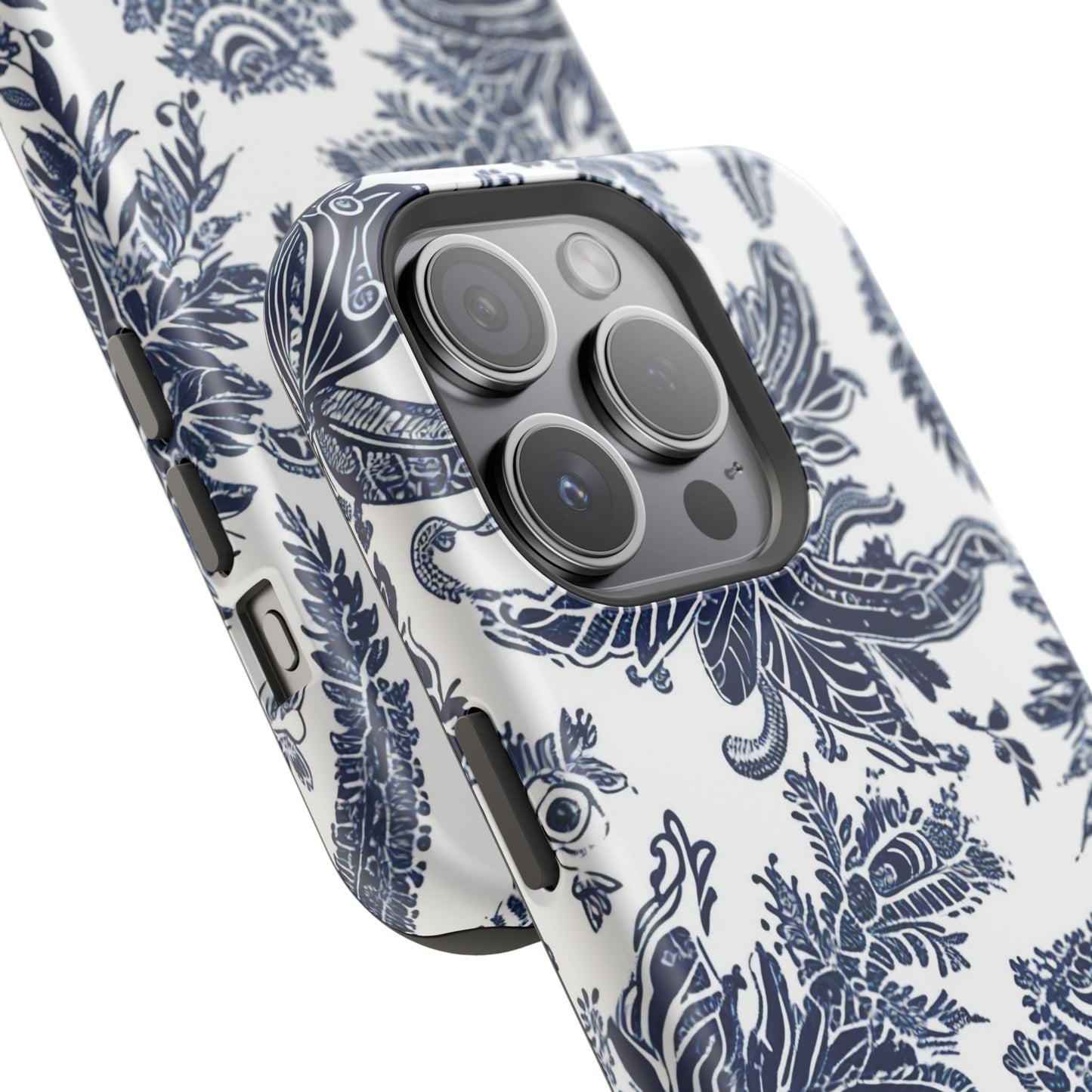 Blue Floral Damask Magnetic Impact - Resistant Phone Case - DIGITAL X