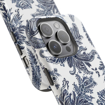 Blue Floral Damask Magnetic Impact - Resistant Phone Case - DIGITAL X