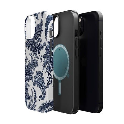 Blue Floral Damask Magnetic Impact - Resistant Phone Case - DIGITAL X