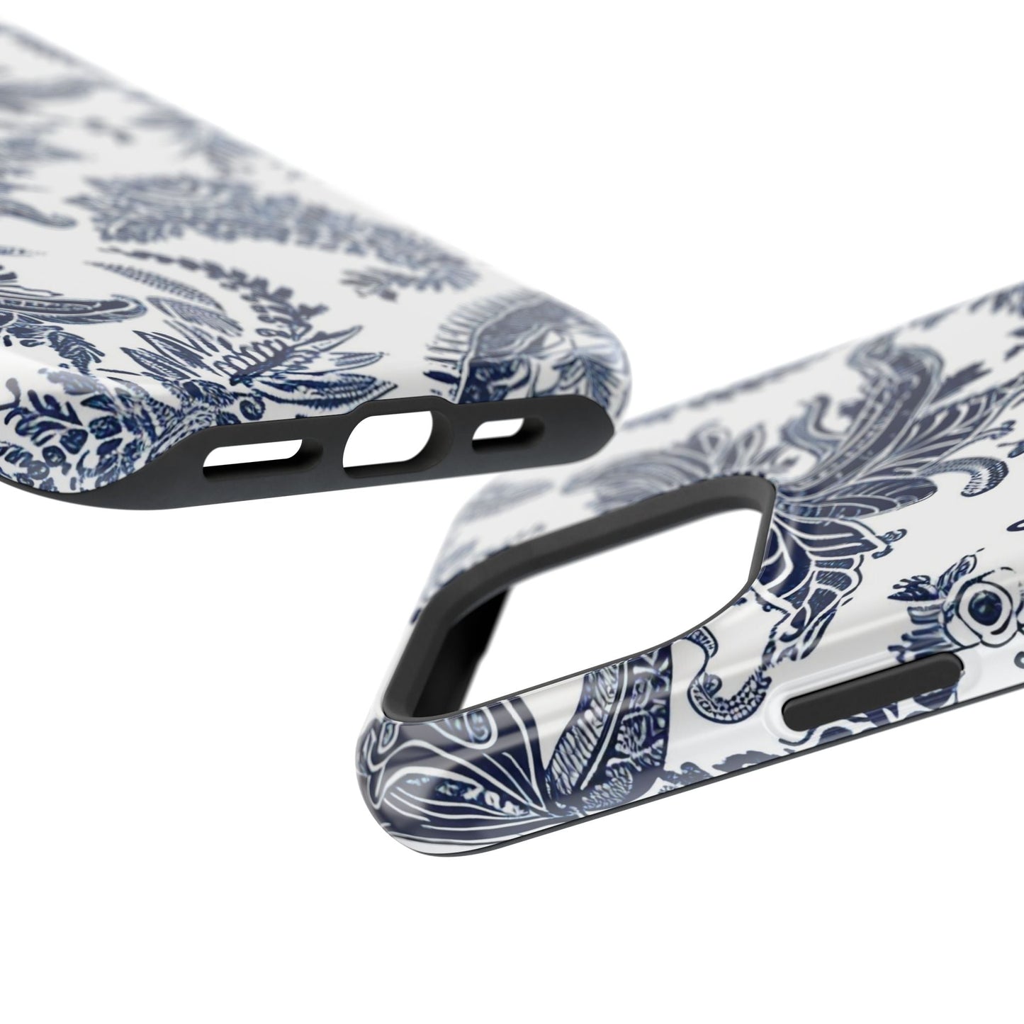 Blue Floral Damask Magnetic Impact - Resistant Phone Case - DIGITAL X