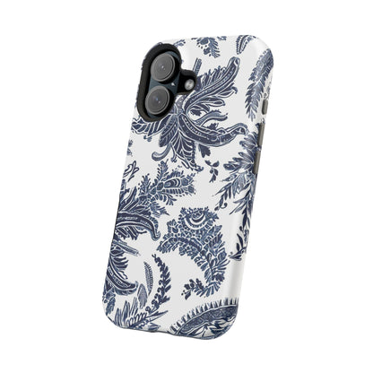 Blue Floral Damask Magnetic Impact - Resistant Phone Case - DIGITAL X