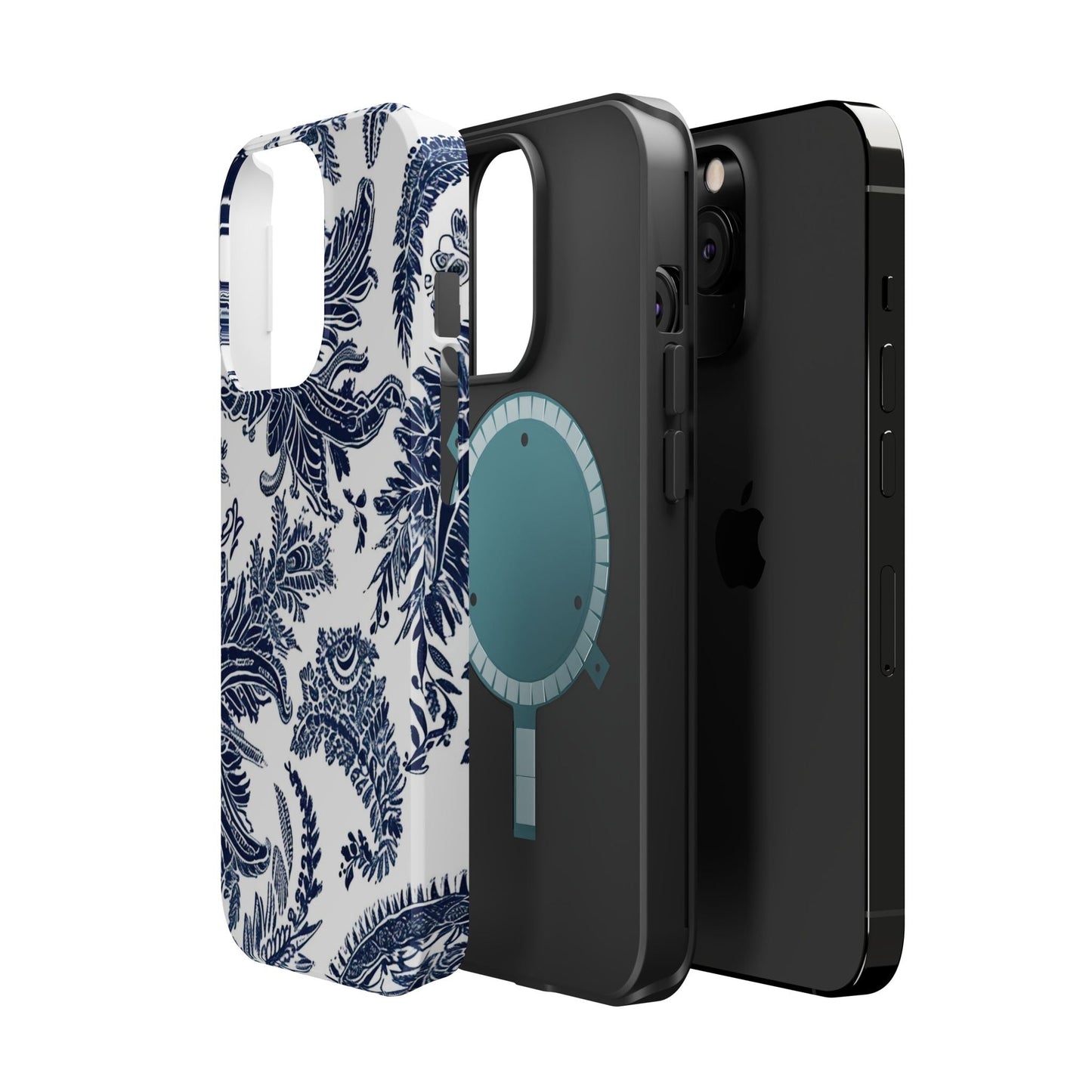 Blue Floral Damask Magnetic Impact - Resistant Phone Case - DIGITAL X