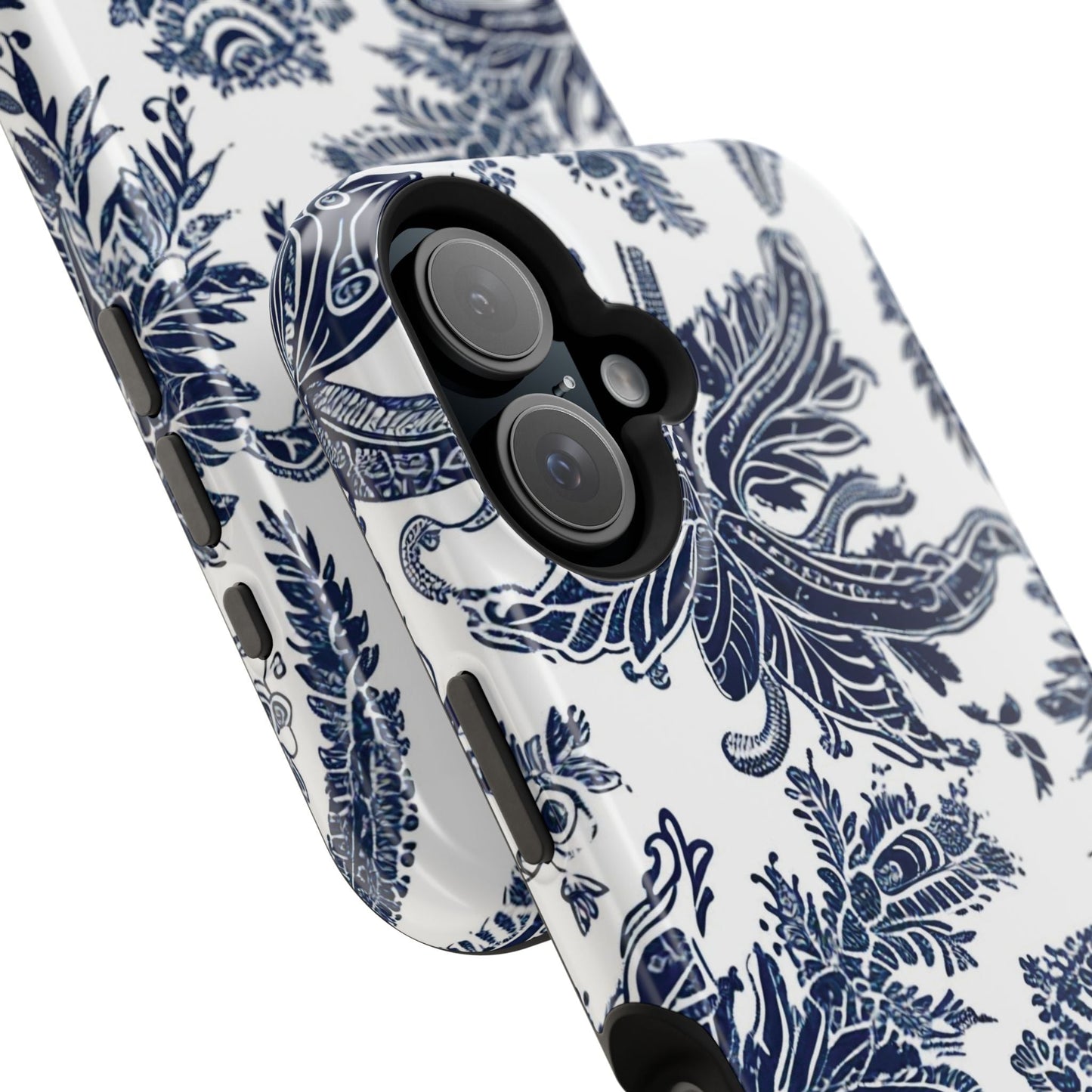 Blue Floral Damask Magnetic Impact - Resistant Phone Case - DIGITAL X